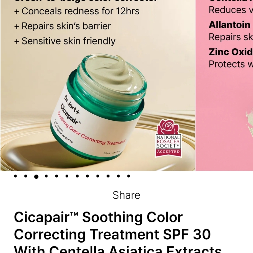Cicapair Color Correcting TreGreen Moisturizing Treatment with Centella Asiatica